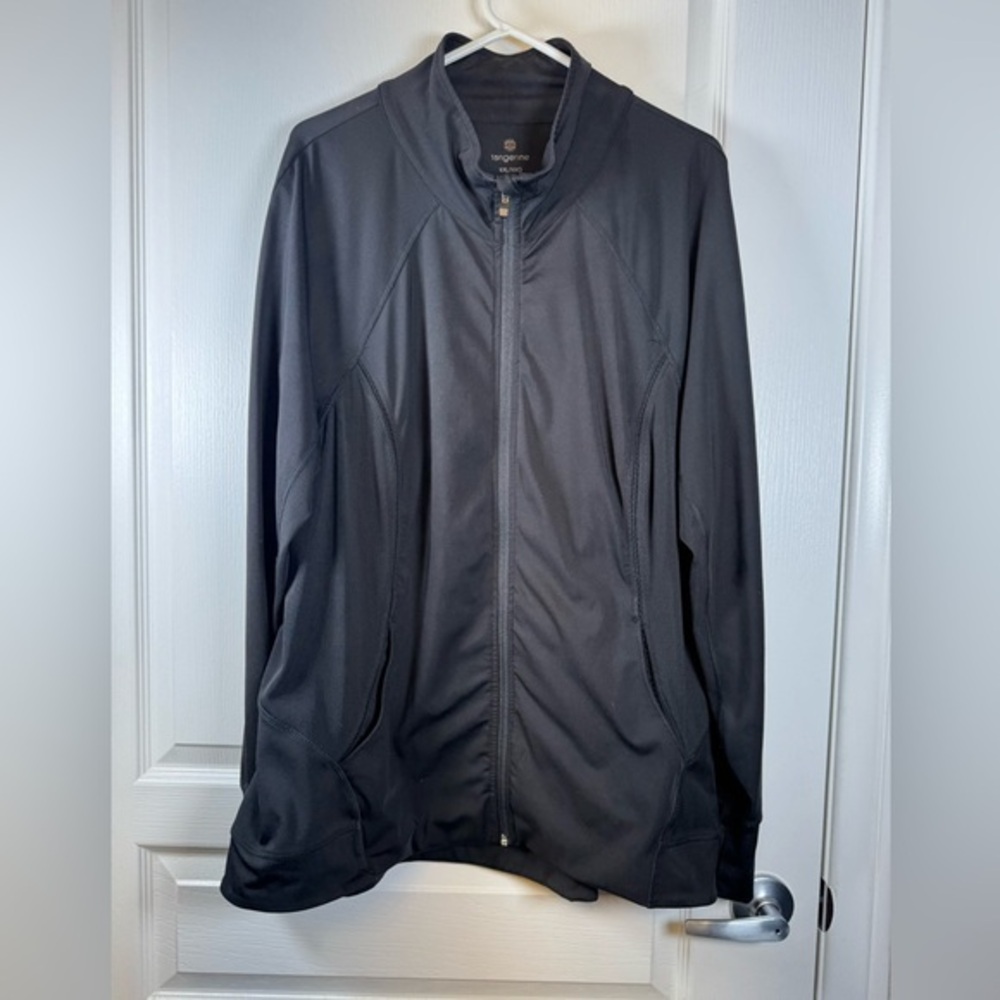 Tangerine Full Zip Up Track Gym Active Black Jacket Size XXL EUC #2005